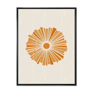 Designart 'Orange Radiant Sun I' Modern Framed Canvas Wall Art Print