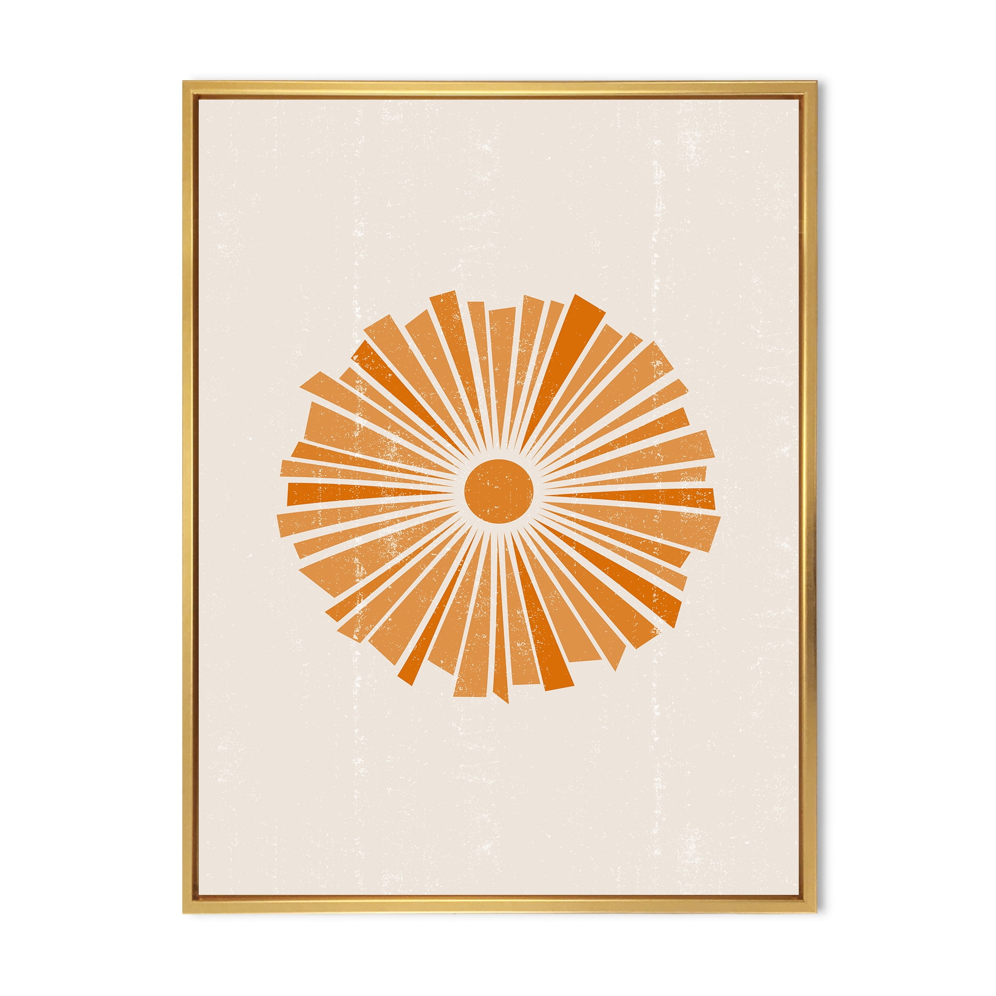 Designart 'Orange Radiant Sun I' Modern Framed Canvas Wall Art Print