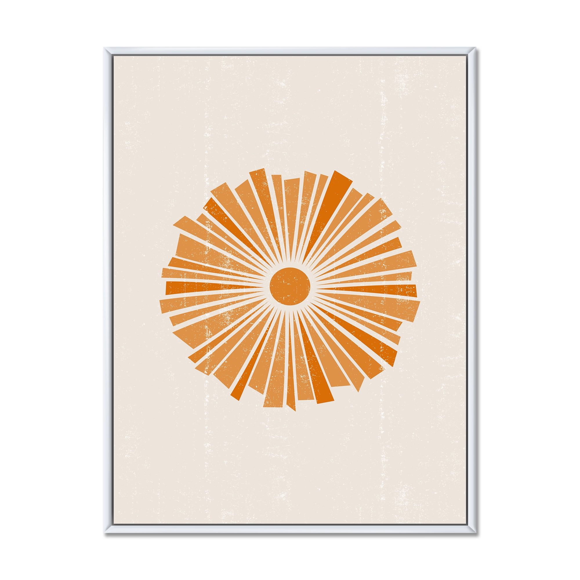 Designart 'Orange Radiant Sun I' Modern Framed Canvas Wall Art Print