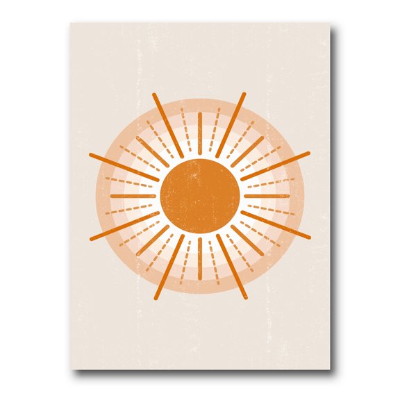 Designart ' Orange Radiant Sun II ' Modern Canvas Wall Art Print