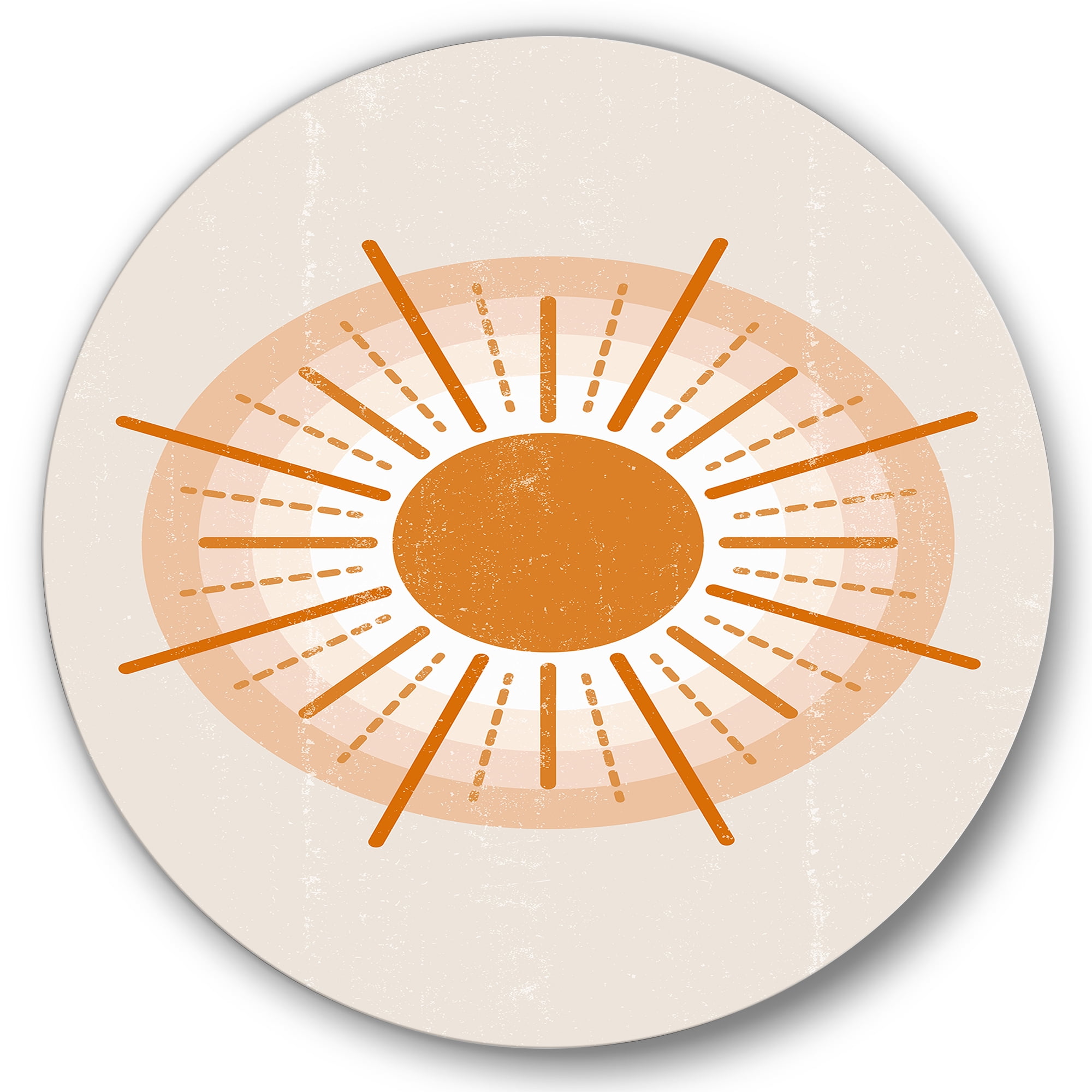 Designart 'Orange Radiant Sun II' Modern Circle Metal Wall Art 23x23 - Disc of 23