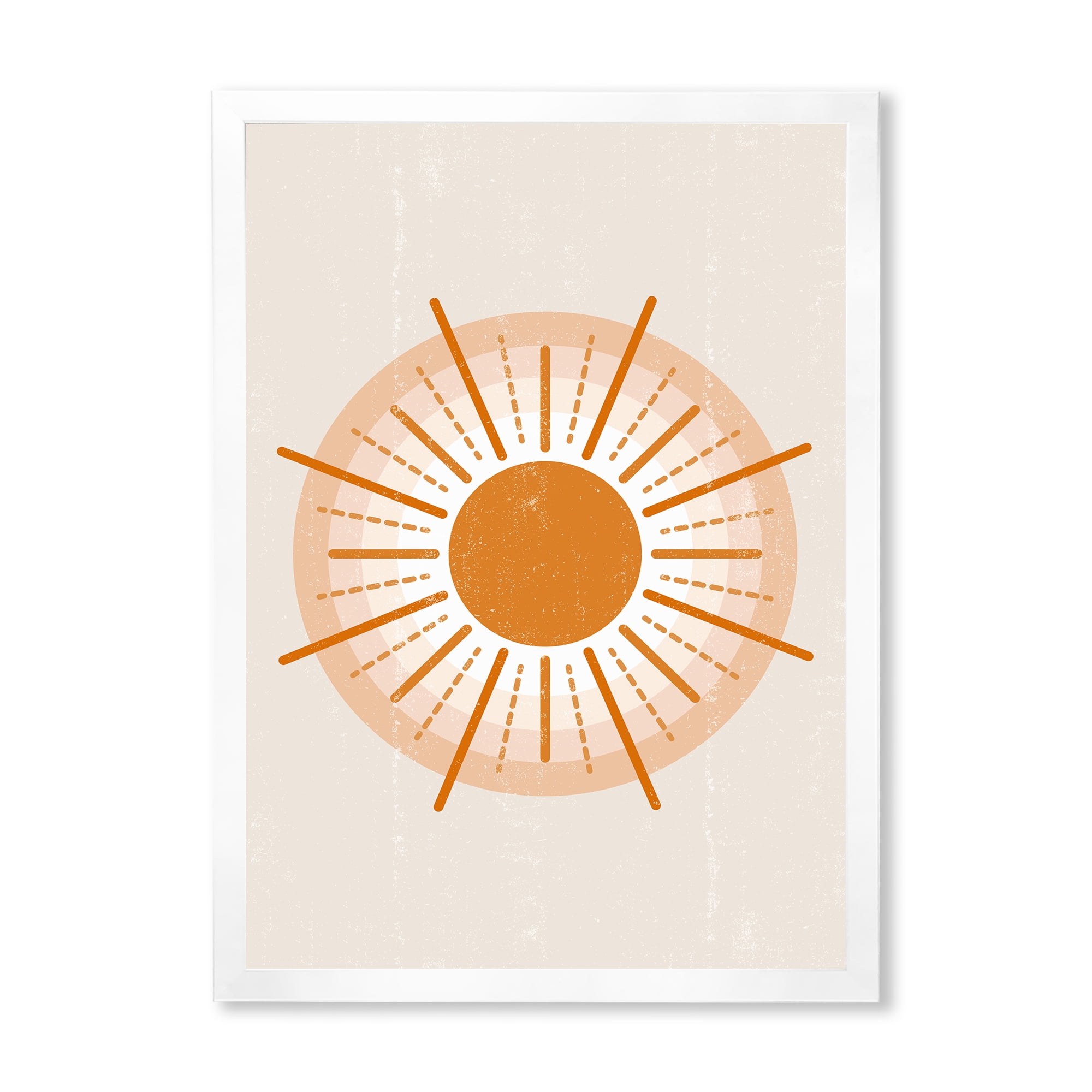 Designart 'Orange Radiant Sun II' Modern Framed Art Print