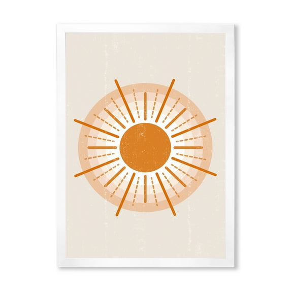 Designart 'Orange Radiant Sun II' Modern Framed Art Print