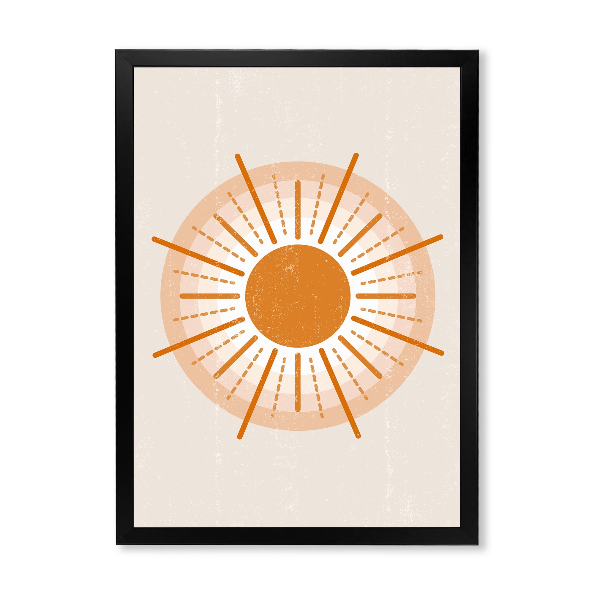 Designart 'Orange Radiant Sun II' Modern Framed Art Print