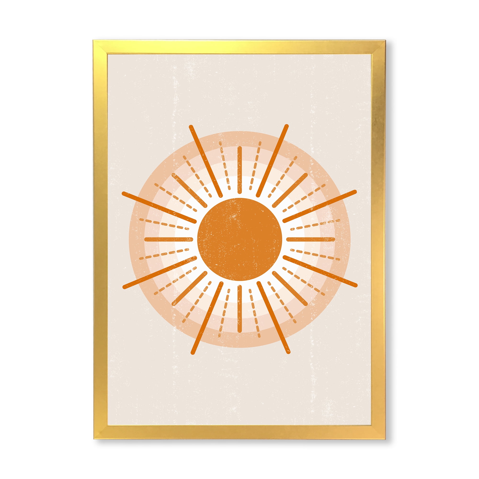 Designart 'Orange Radiant Sun II' Modern Framed Art Print