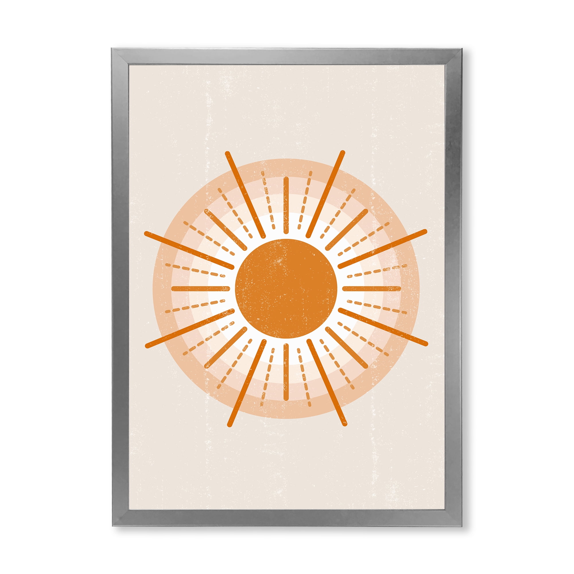 Designart 'Orange Radiant Sun II' Modern Framed Art Print