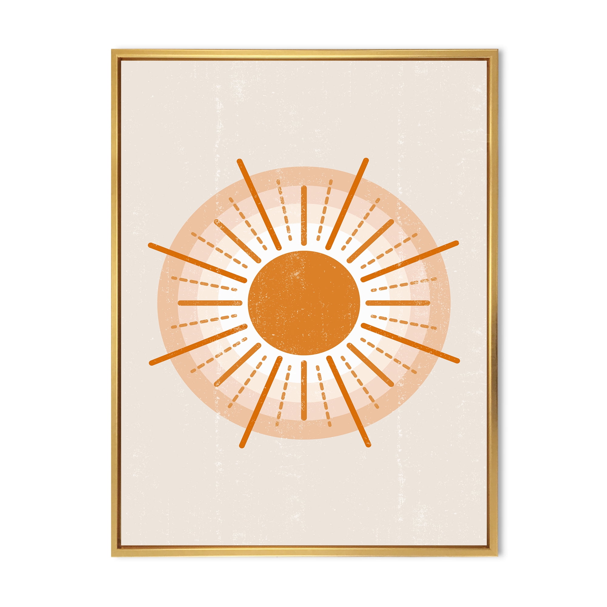 Designart 'Orange Radiant Sun II' Modern Framed Canvas Wall Art Print