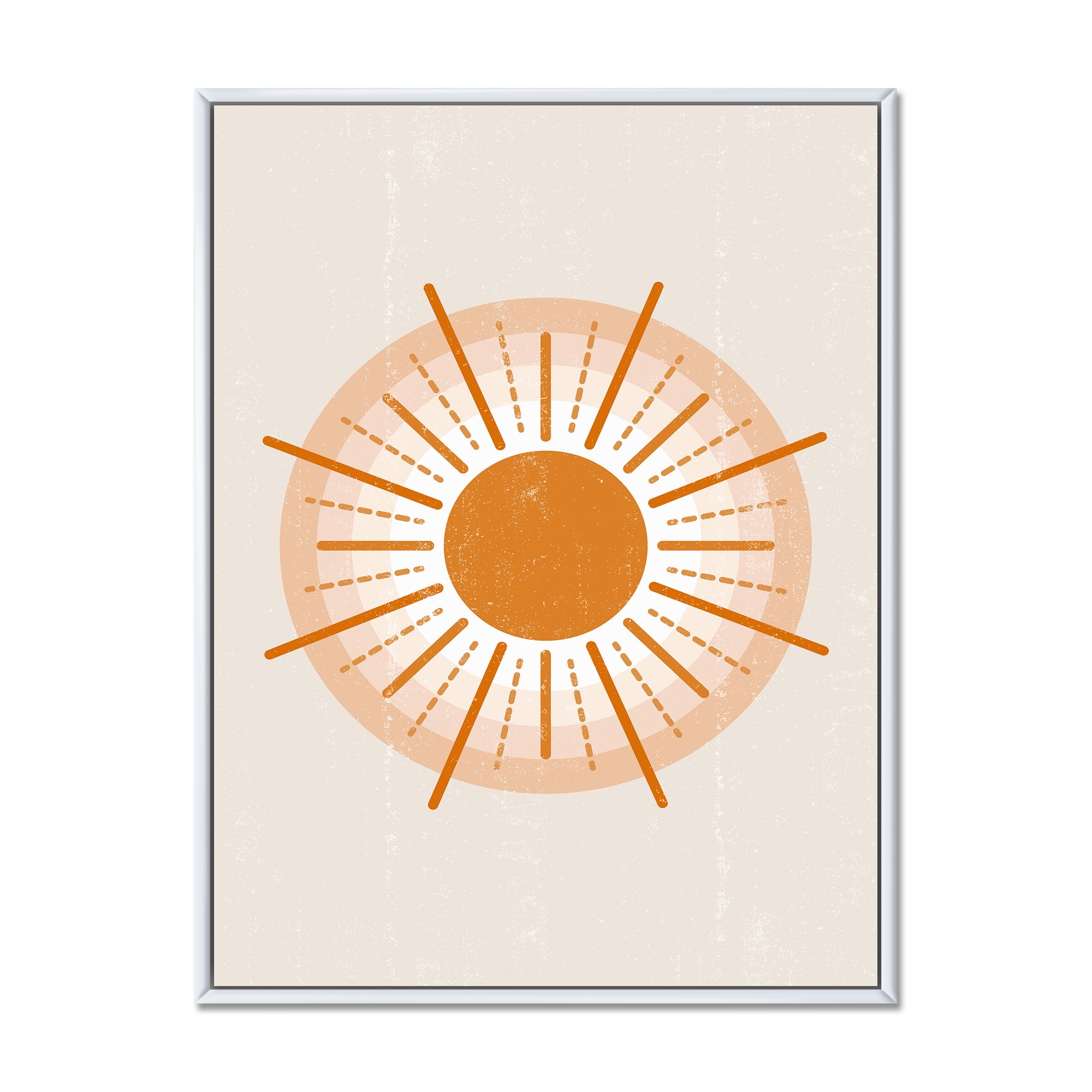 Designart 'Orange Radiant Sun II' Modern Framed Canvas Wall Art Print