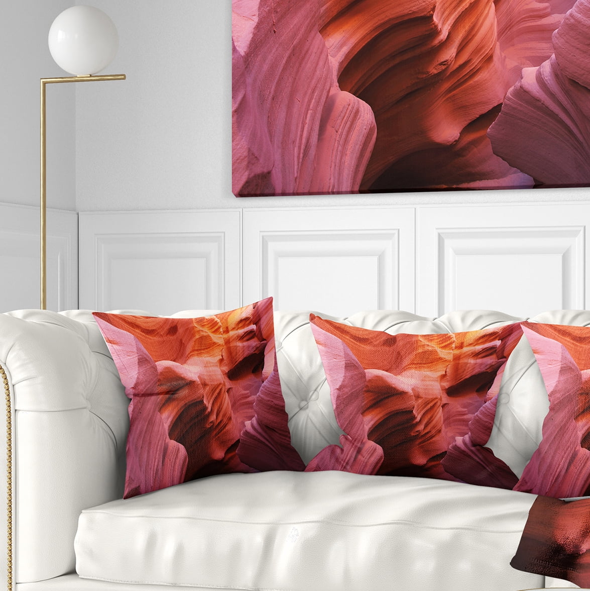Designart Orange Red Antelope Canyon - Landscape Photography Throw Pillow - 18x18