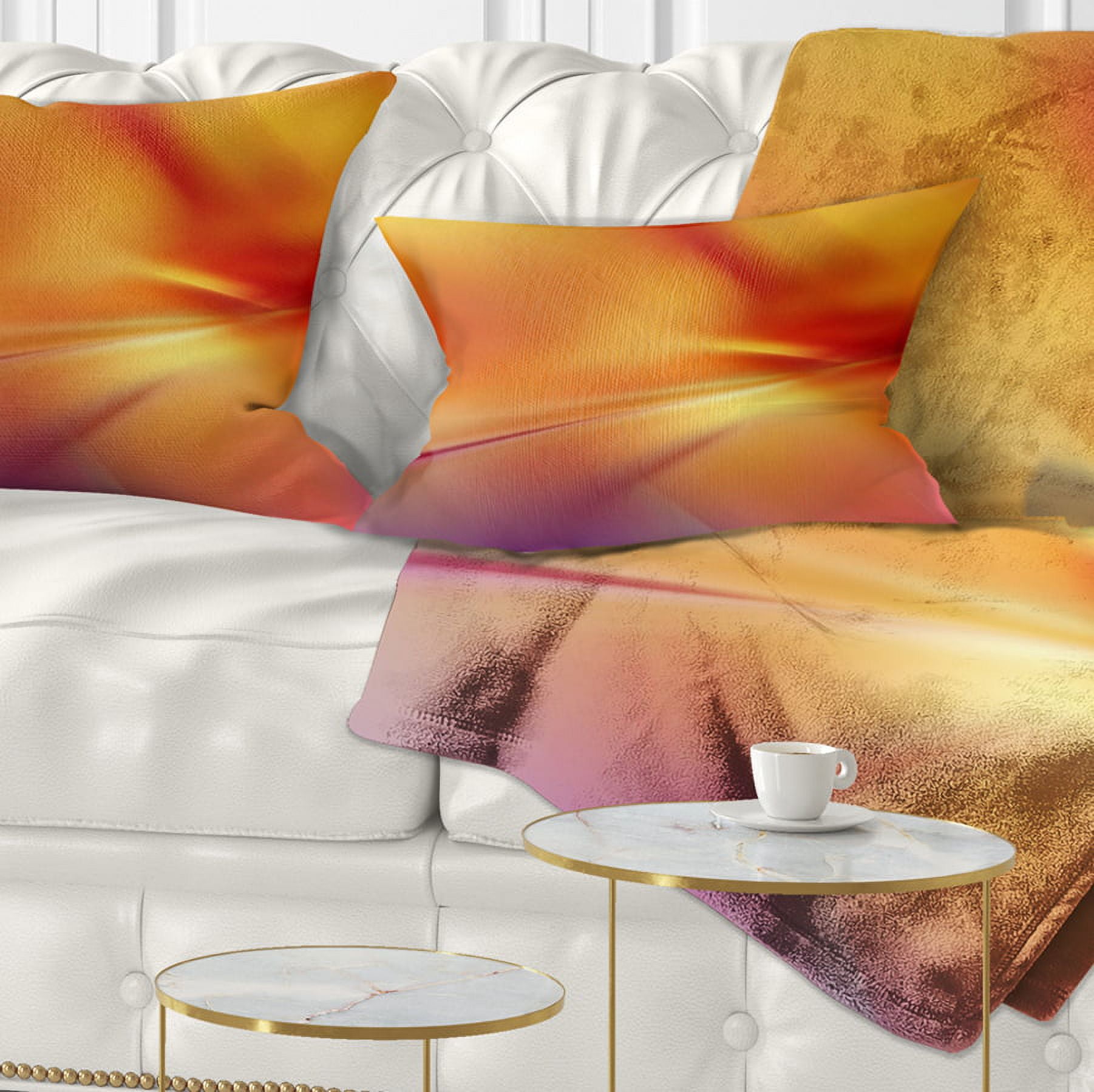 Designart Orange Red Art - Abstract Throw Pillow - 12x20
