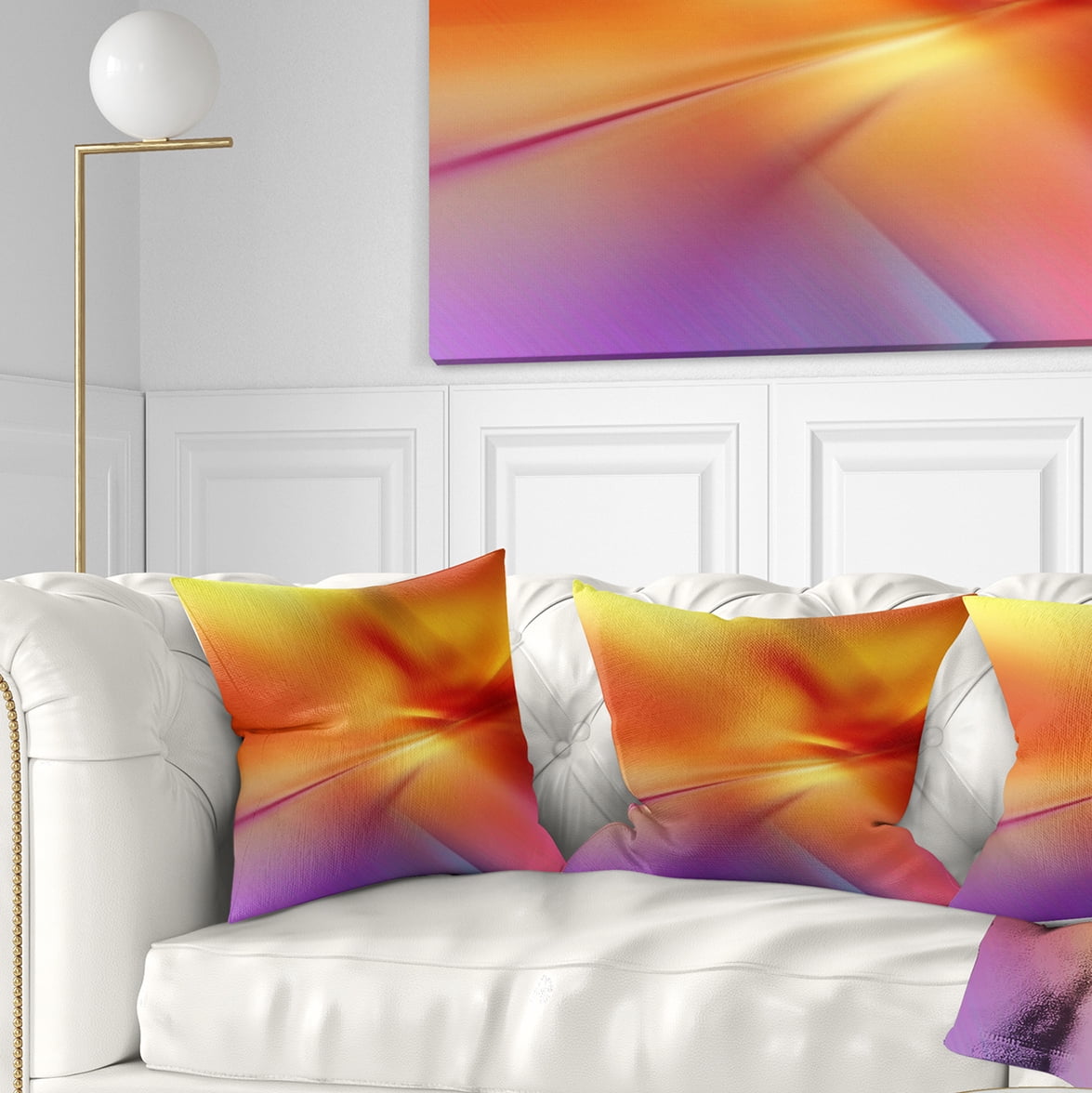 Designart Orange Red Art - Abstract Throw Pillow - 16x16