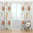 thumbnail image 1 of Designart 'Orange Rose Flower Retro Pattern on White' Mid-Century Modern Blackout Curtain Panel, 1 of 4
