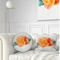thumbnail image 1 of Designart Orange Rose with Green Leaves - Floral Throw Pillow - 12x20, 1 of 5