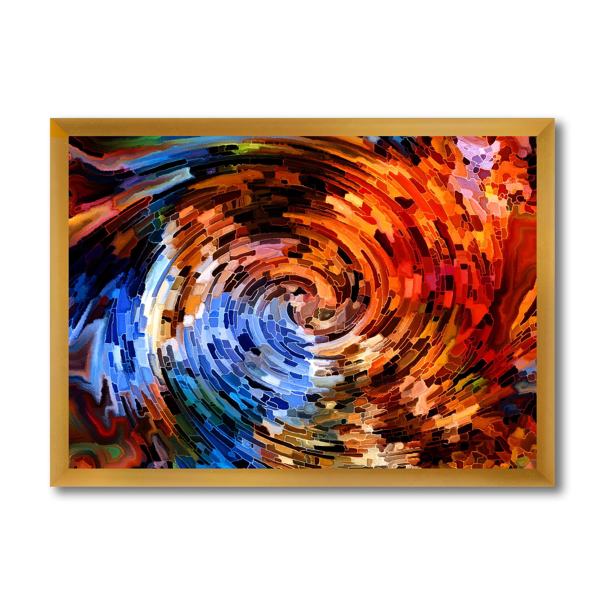 Designart 'Orange Spiral Abstract Voyages To Inner World' Modern Framed Art Print