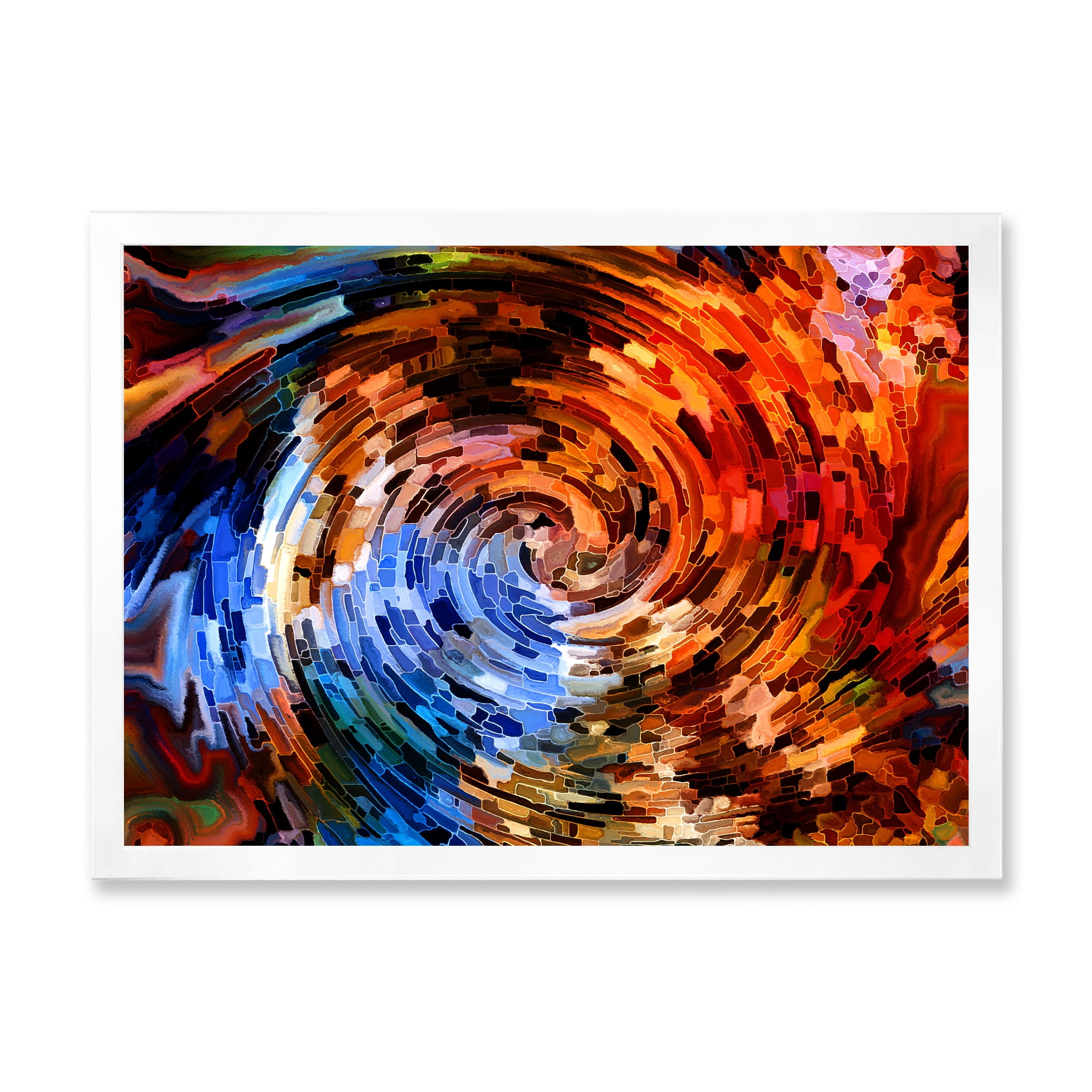 Designart 'Orange Spiral Abstract Voyages To Inner World' Modern Framed Art Print