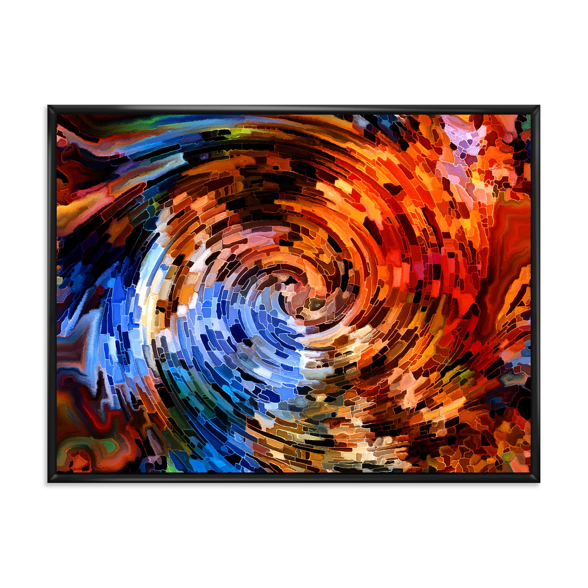 Designart 'Orange Spiral Abstract Voyages To Inner World' Modern Framed Canvas Wall Art Print