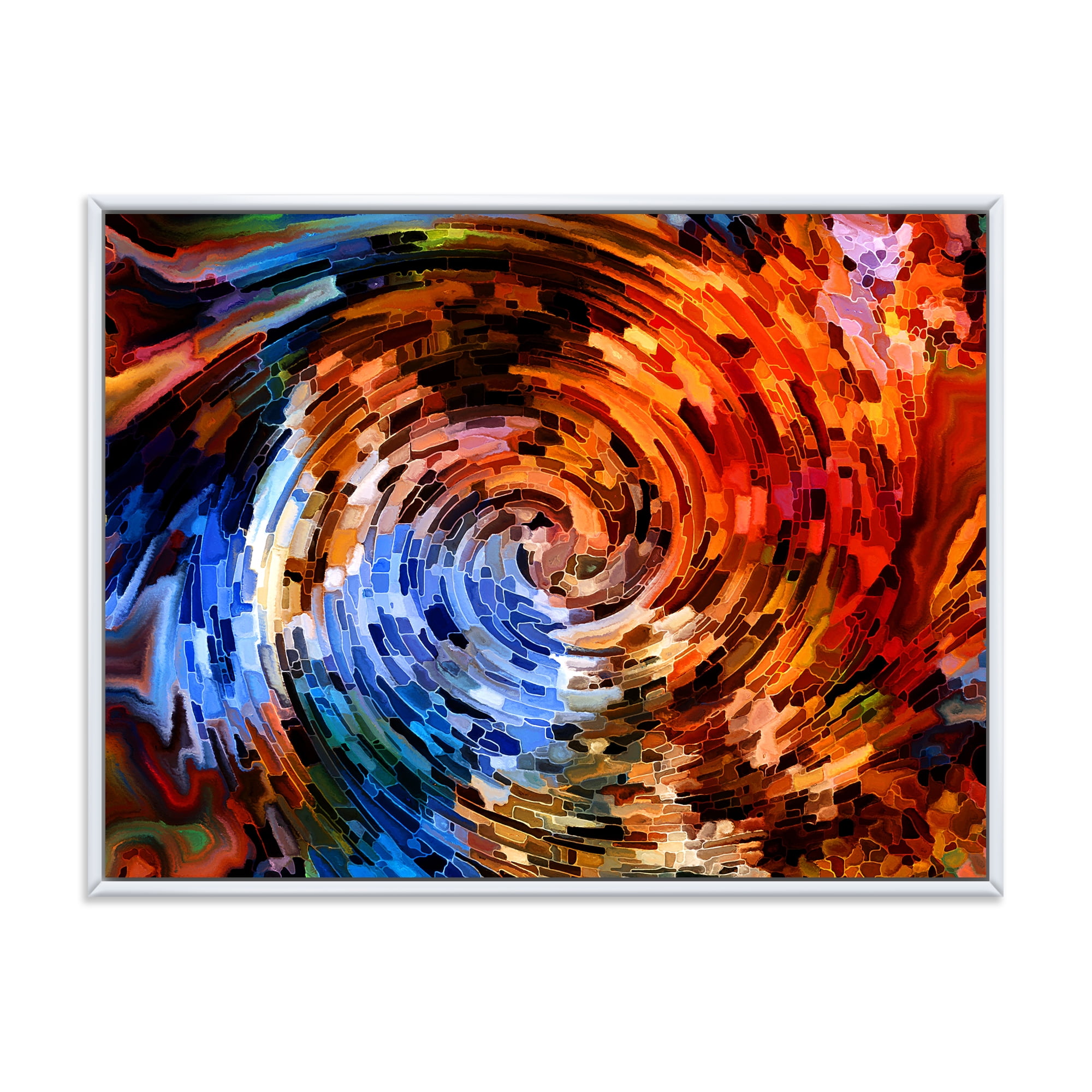 Designart 'Orange Spiral Abstract Voyages To Inner World' Modern Framed Canvas Wall Art Print