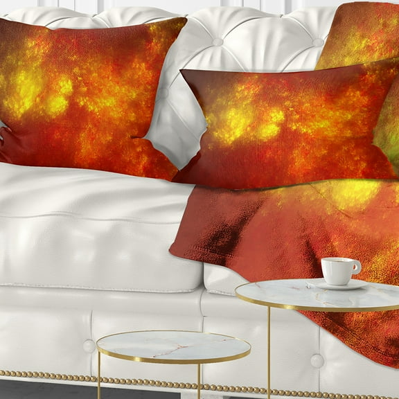 Designart Orange Starry Fractal Sky - Abstract Throw Pillow - 12x20