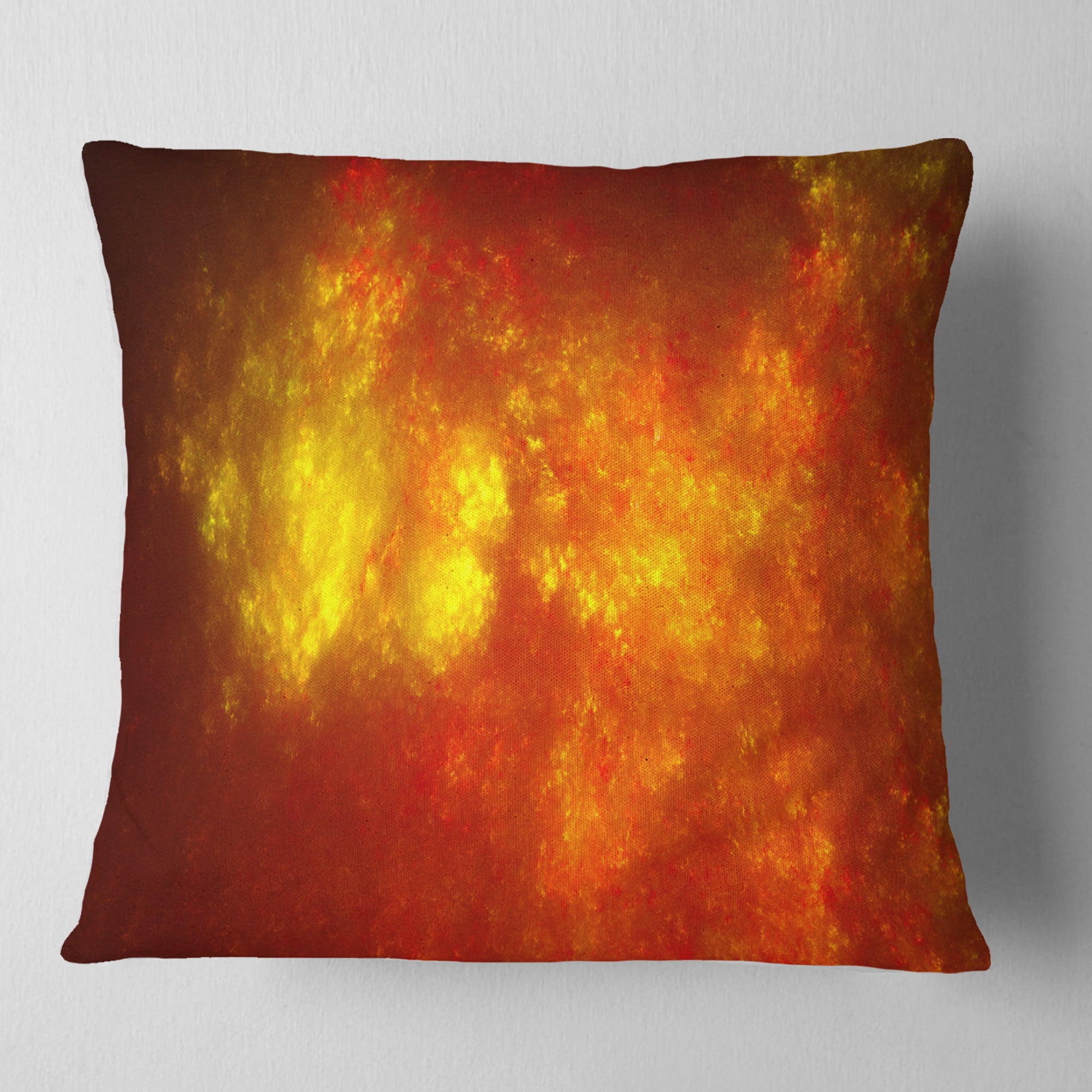 Designart Orange Starry Fractal Sky - Abstract Throw Pillow - 16x16