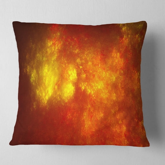 Designart Orange Starry Fractal Sky - Abstract Throw Pillow - 16x16