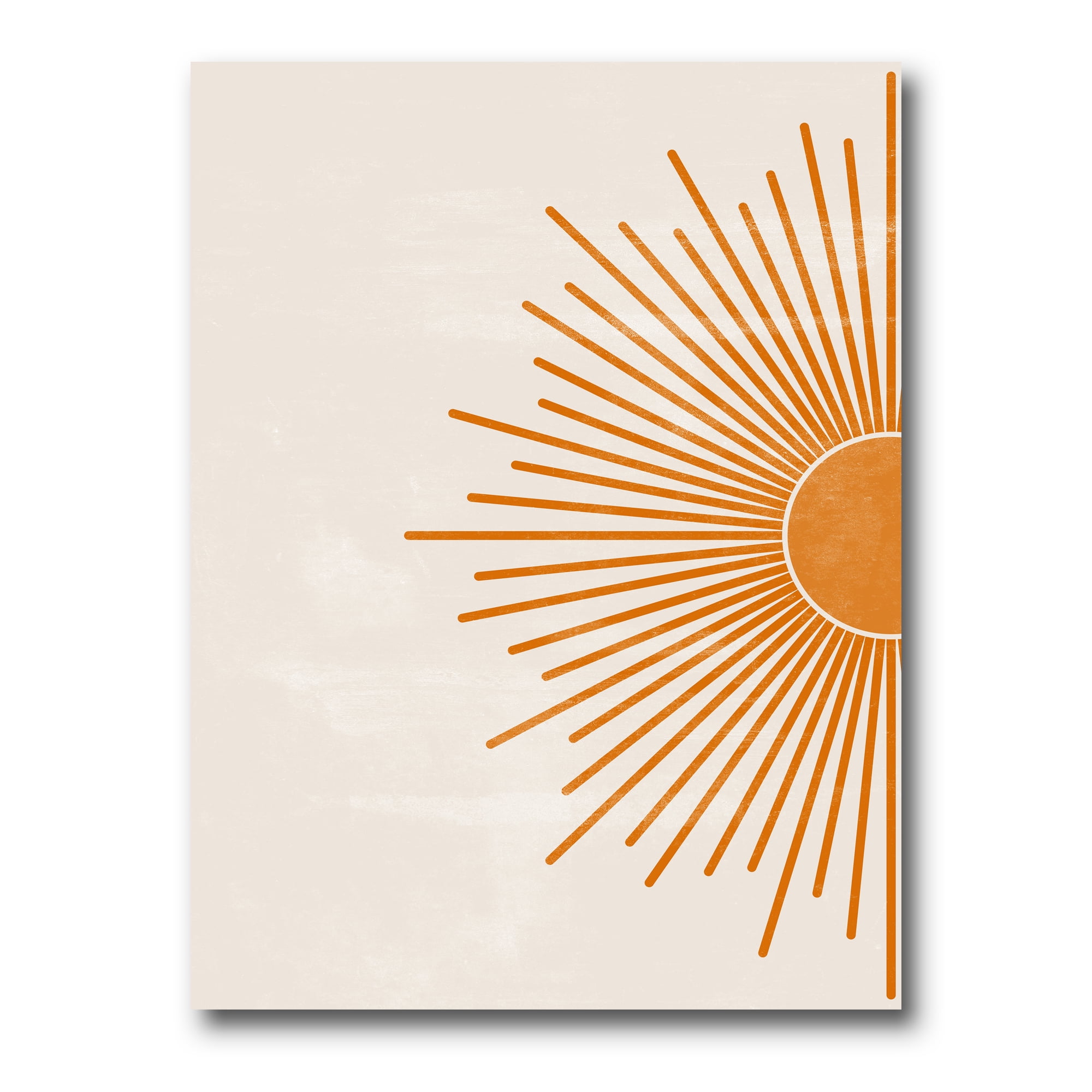 Designart ' Orange Sun Print On Beige I ' Modern Canvas Wall Art Print
