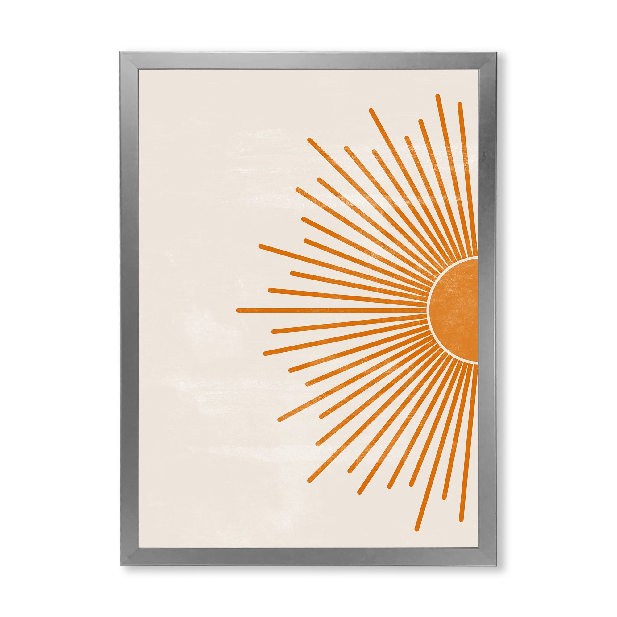 Designart 'Orange Sun Print On Beige I' Modern Framed Art Print