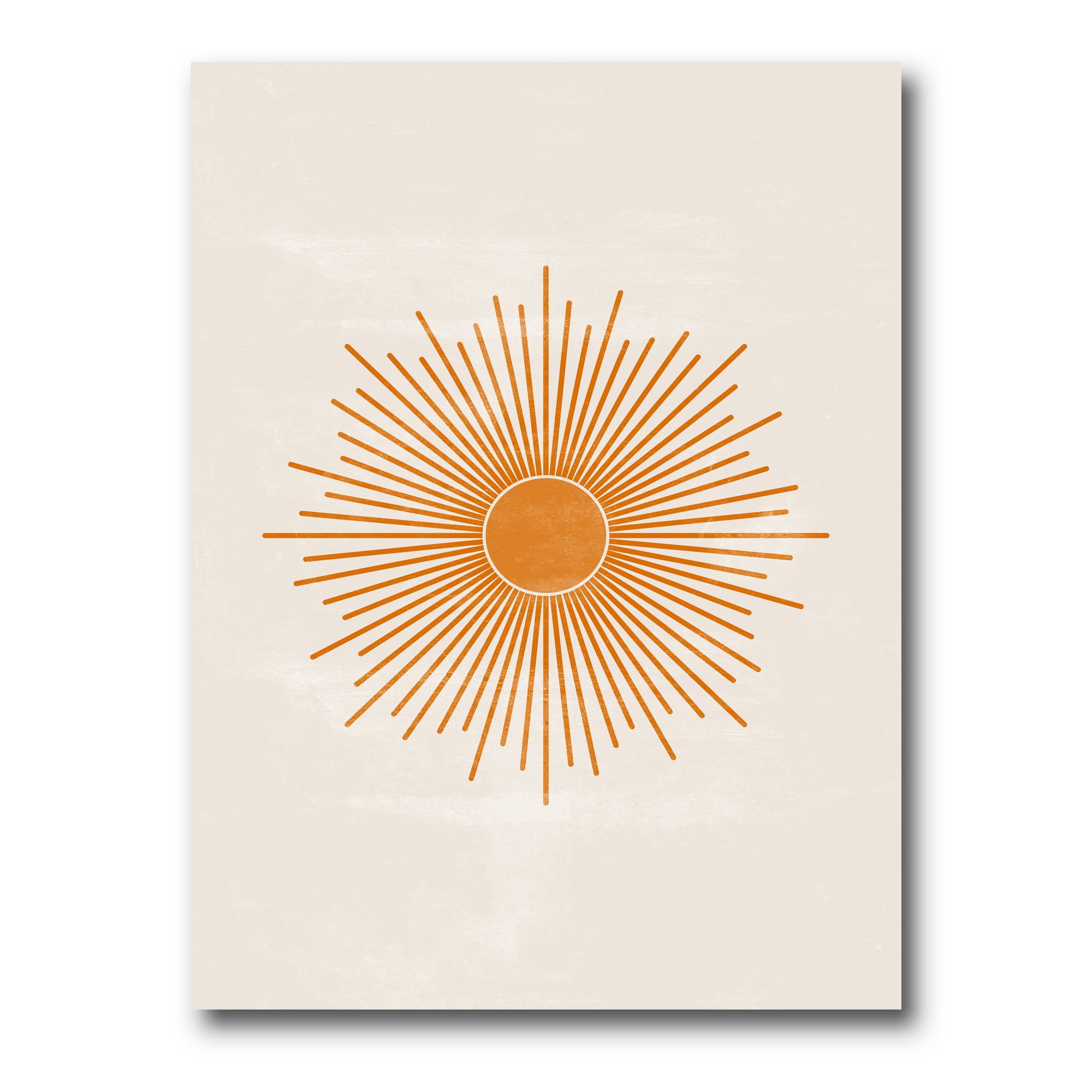 Designart ' Orange Sun Print On Beige II ' Modern Canvas Wall Art Print