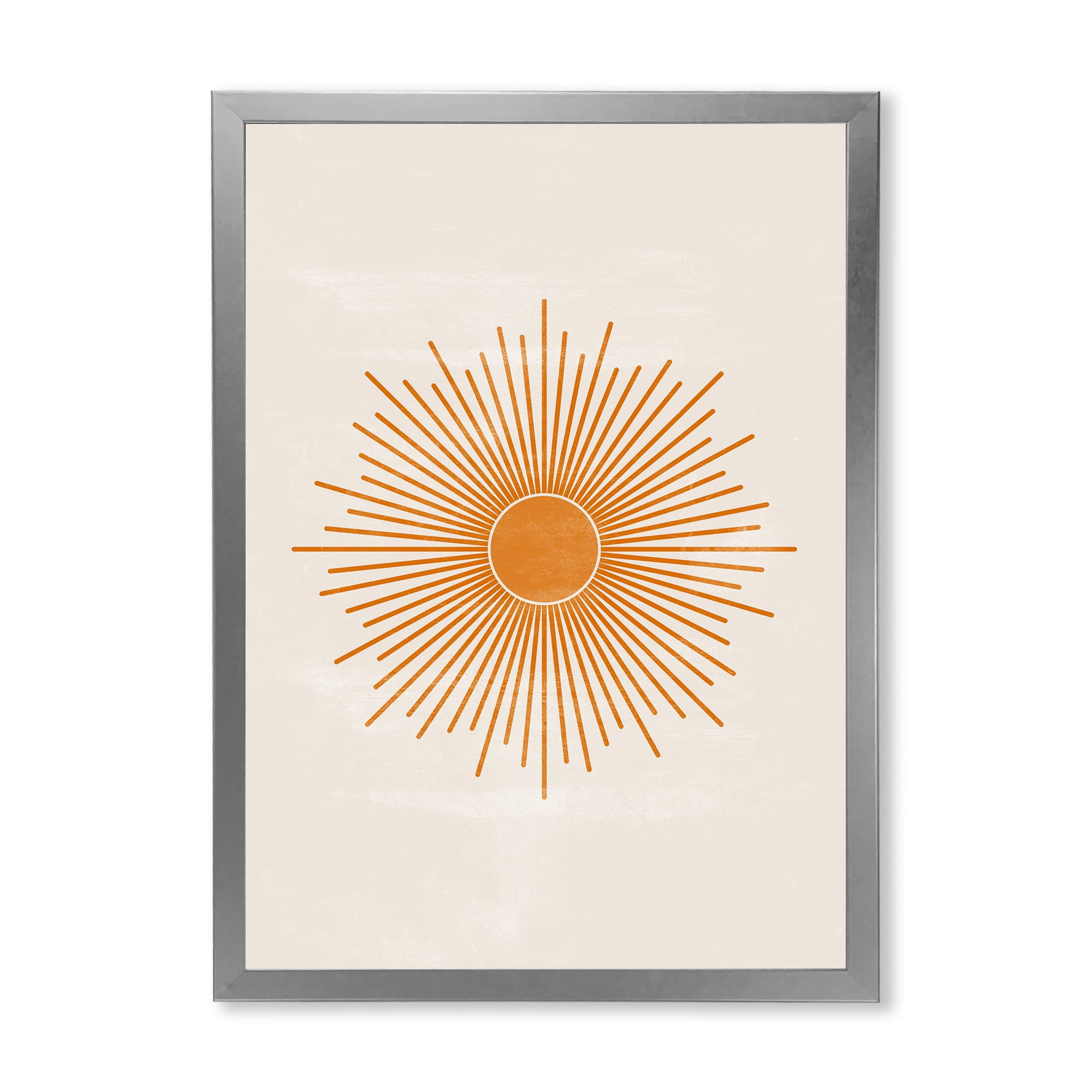 Designart 'Orange Sun Print On Beige II' Modern Framed Art Print