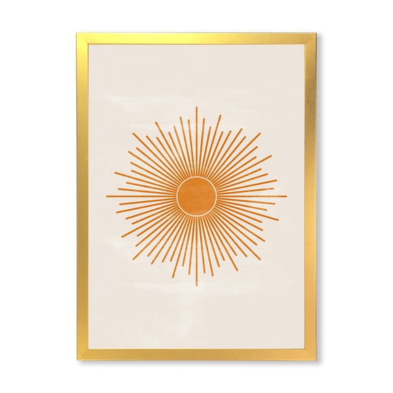 Designart 'Orange Sun Print On Beige II' Modern Framed Art Print