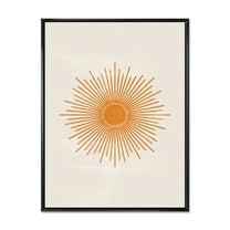 Designart 'Orange Sun Print On Beige II' Modern Framed Canvas Wall Art Print