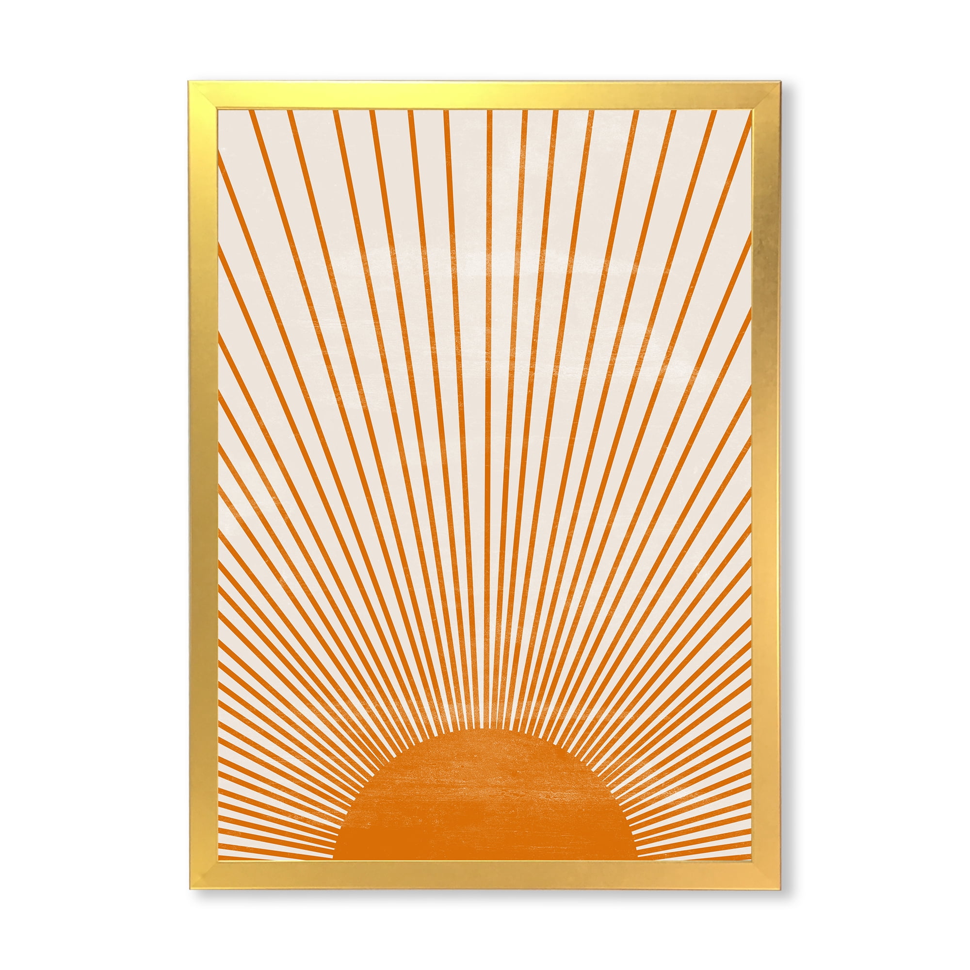 Designart 'Orange Sun Print On Beige III' Modern Framed Art Print