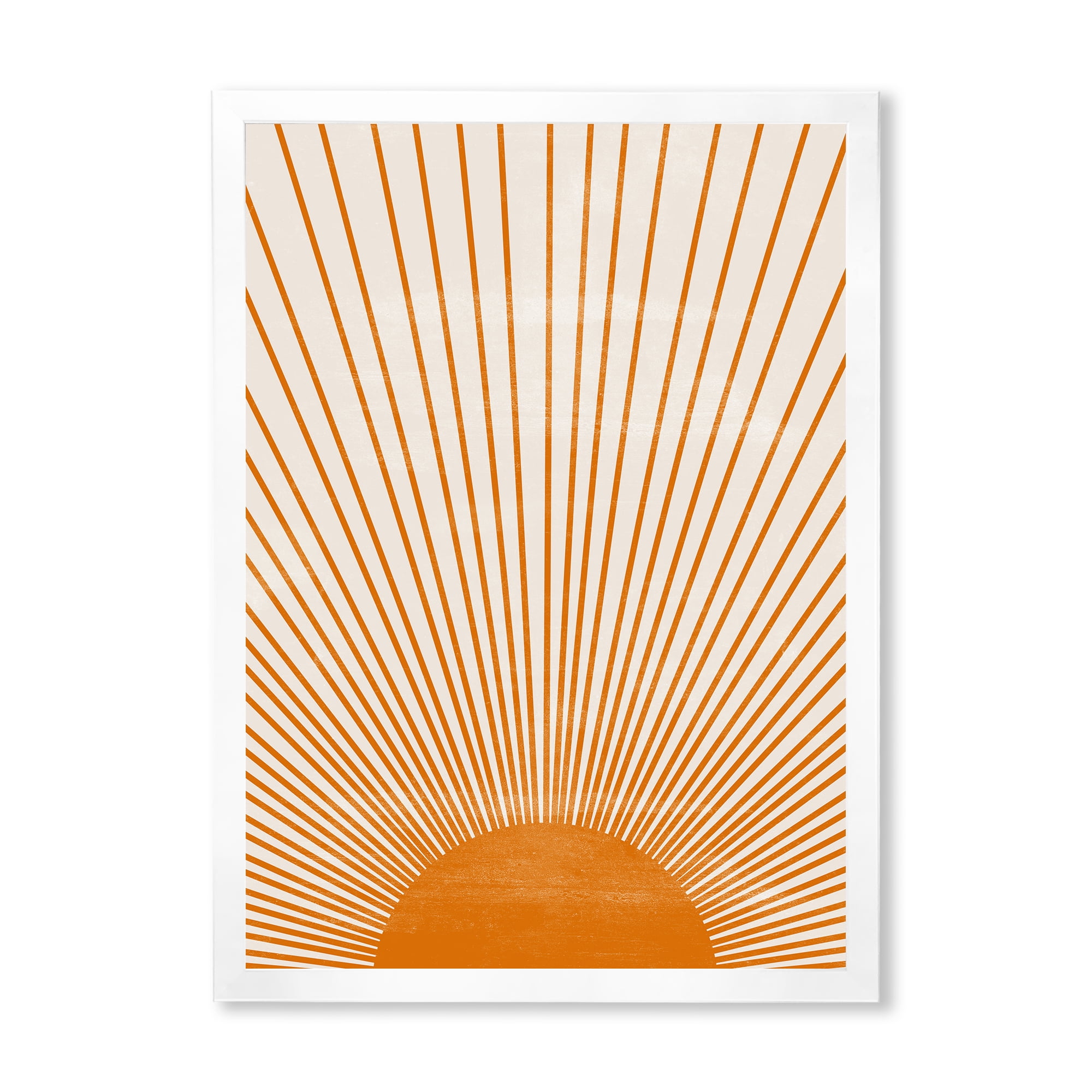 Designart 'Orange Sun Print On Beige III' Modern Framed Art Print