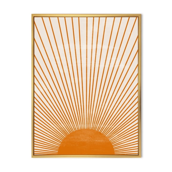 Designart 'Orange Sun Print On Beige III' Modern Framed Canvas Wall Art Print