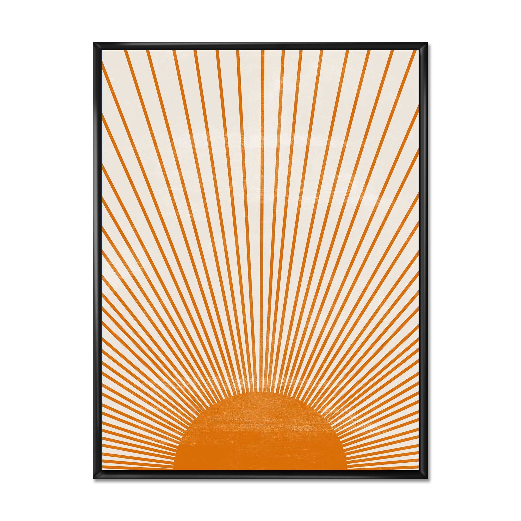 Designart 'Orange Sun Print On Beige III' Modern Framed Canvas Wall Art Print