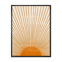 Designart 'Orange Sun Print On Beige III' Modern Framed Canvas Wall Art Print