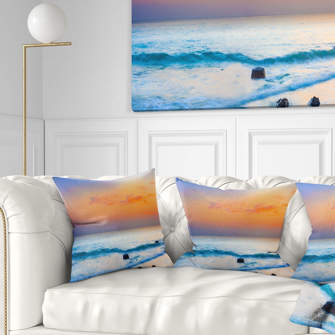 Designart Orange Sunset Panorama - Photography Throw Pillow - 16x16