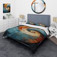 thumbnail image 1 of Designart "Orange Teal Abstract VORTEXs I" Abstract Bedding Covert Set - Abstract Spirals Orange Modern Bed Set With 1 Sham, 1 of 6