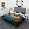 thumbnail image 1 of Designart "Orange Teal Abstract VORTEXs I" Abstract Bedding Covert Set - Abstract Spirals Orange Modern Bed Set With 2 Shams, 1 of 6