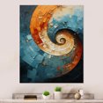 thumbnail image 1 of Designart "Orange Teal Abstract VORTEXs I" Abstract Spirals Metal Art Print, 1 of 1
