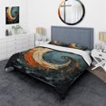 thumbnail image 1 of Designart "Orange Teal Abstract VORTEXs II" Abstract Spirals Bedding Covert Set - Transitional Orange Abstract Bed Set With 2 Shams, 1 of 6