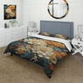 thumbnail image 1 of Designart "Orange Teal botanic Whirlwind II" Abstract Bedding Covert Set - Abstract Botanicals Orange Modern Bed Set With 2 Shams, 1 of 6