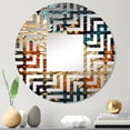 thumbnail image 1 of Designart "Orange Teal botanic Whirlwind III" Abstract Maze Round Wall Mirror - Abstract Oval Printed Decorative Mirror - Multiple Color Options, 1 of 1