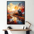 thumbnail image 1 of Designart "Orange Train Sublime Horizon" Modern Floater Framed Wall Art Print, 1 of 7