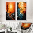 thumbnail image 1 of Designart "Orange Tree Aerial Dance painting" Trees Framed Wall Art Set Of 2 - Orange Landscapes Frame Gallery Set For Office Decor, 1 of 7