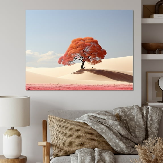 Designart "Orange Tree Desert silence" Landscape Trees Canvas Wall Art