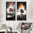 thumbnail image 1 of Designart "Orange Tree Rainbow delicate Radiance" Rainbow Framed Wall Art Set Of 2 - Grey Landscapes Gallery Wall Frame Set For Home Decor, 1 of 7