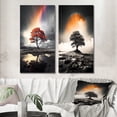 thumbnail image 1 of Designart "Orange Tree Rainbow delicate Radiance" Rainbow Wall Art Set Of 2 - Grey Landscapes Gallery Wall Set For Home Decor, 1 of 7