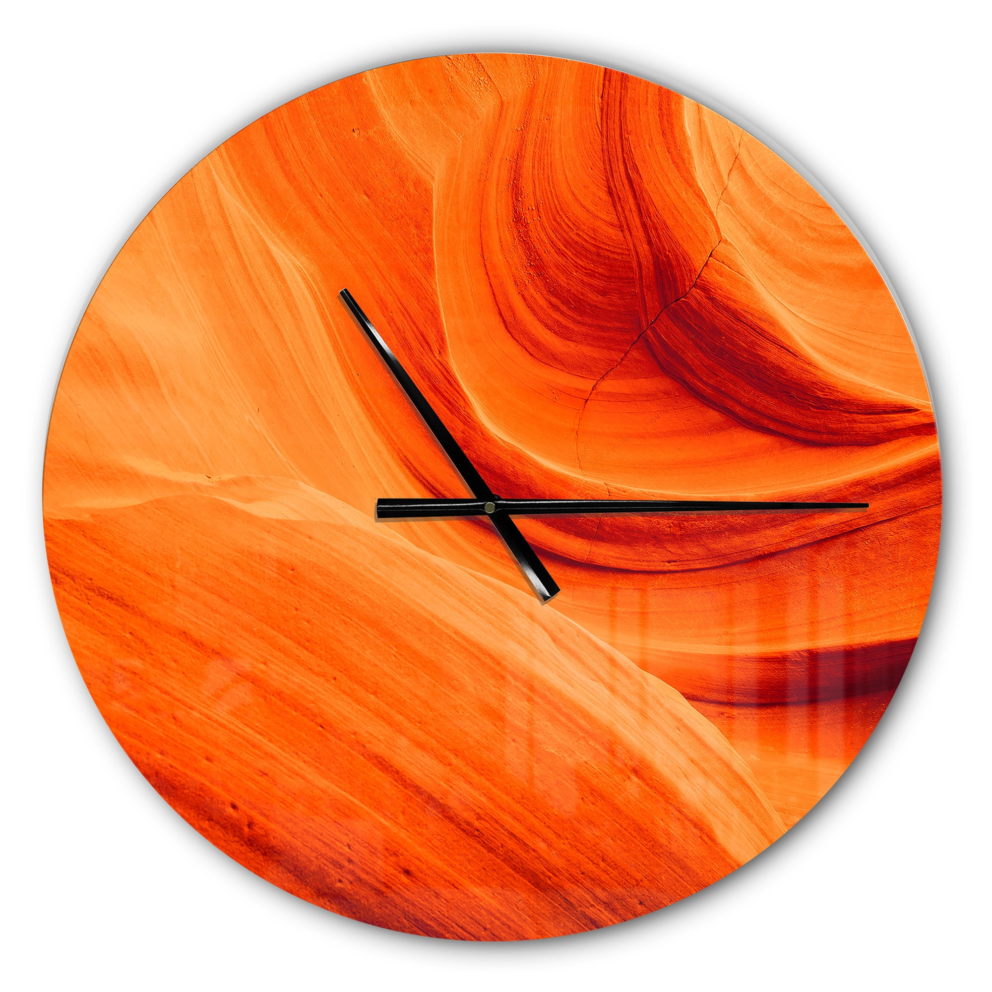 Designart 'Orange Upper Antelope Canyon' Metal Wall Clock