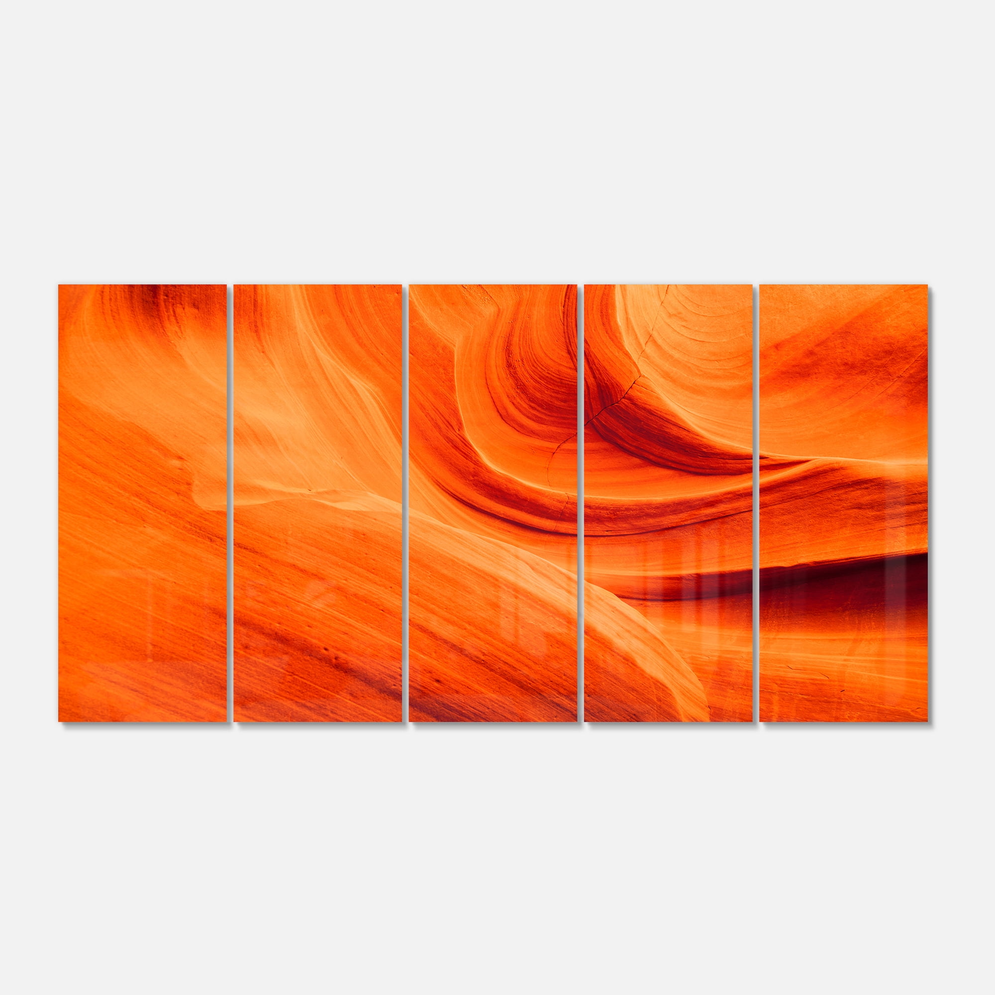 Designart 'Orange Upper Antelope Canyon ' Multipanel Landscape Photography Metal Wall Art
