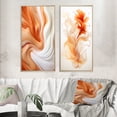 thumbnail image 1 of Designart "Orange White Waves Painted" Abstract Liquid Ink Framed Wall Art Set Of 2 - Modern White Framed Wall Art Set Of 2, 1 of 6